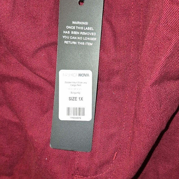 Fashion Nova Burgundy Wide-Leg Cargo Pants - Picture 5 of 5